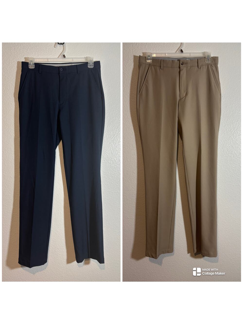 Greg Norman Lot of 2 Men's Size 32x34 Navy & Tan Golf Performance Chino Pants
